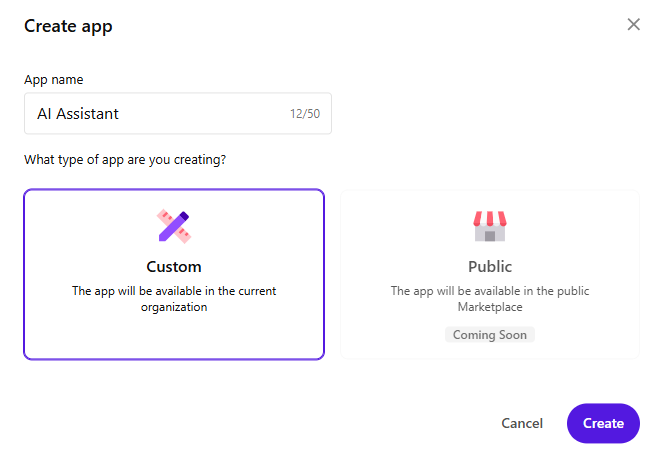 create app panel