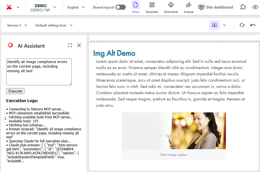 xmcloud pages AI assistant