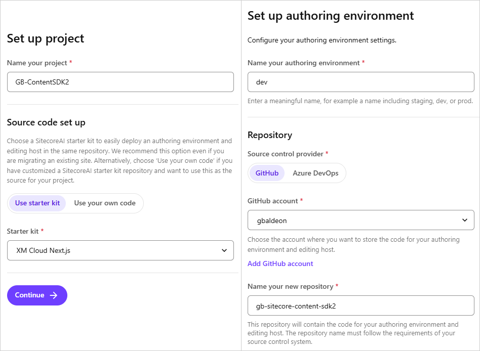 sitecoreai create project