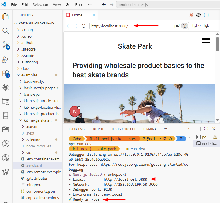 visual code npm run dev