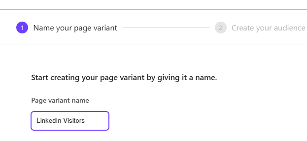 pages editor personalize create variant