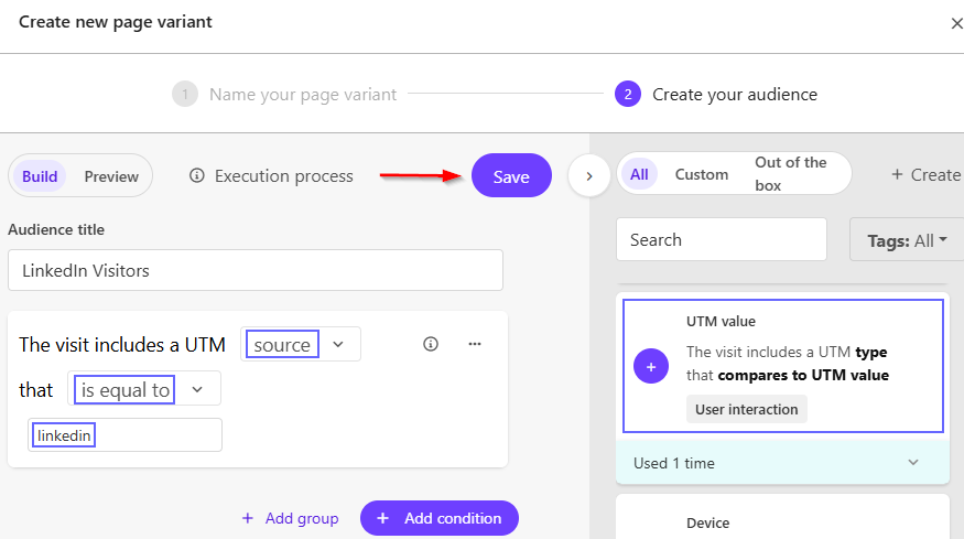 pages editor personalize create audience